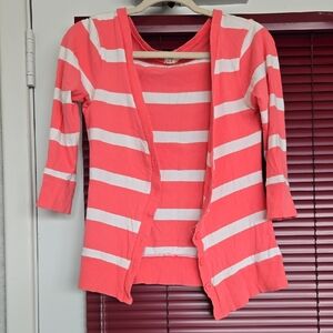 Striped Coral and White Women's Sweater